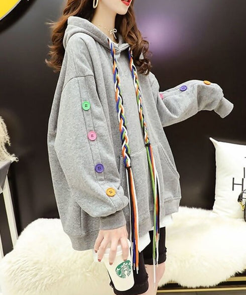 Colorful Button Hoodie